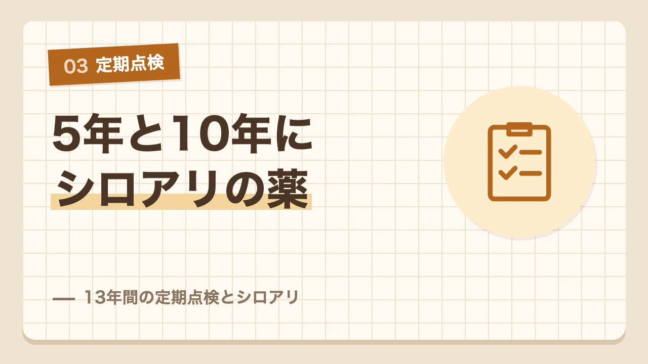 5年目と10年目にシロアリの薬をまいた長期優良住宅の13年間の定期点検