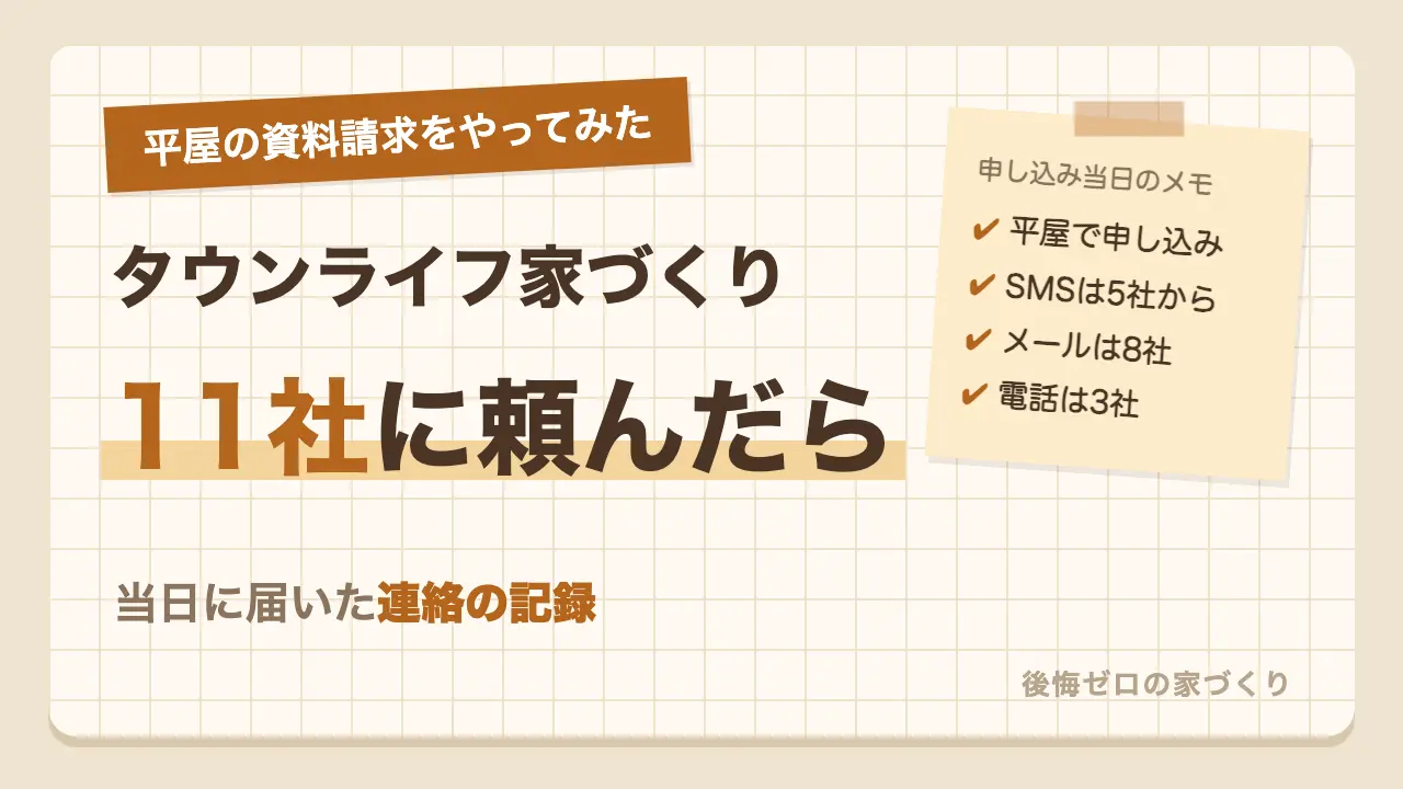 平屋の資料請求を11社に頼んだ当日に届いた連絡の記録をまとめたタウンライフ家づくりの実録